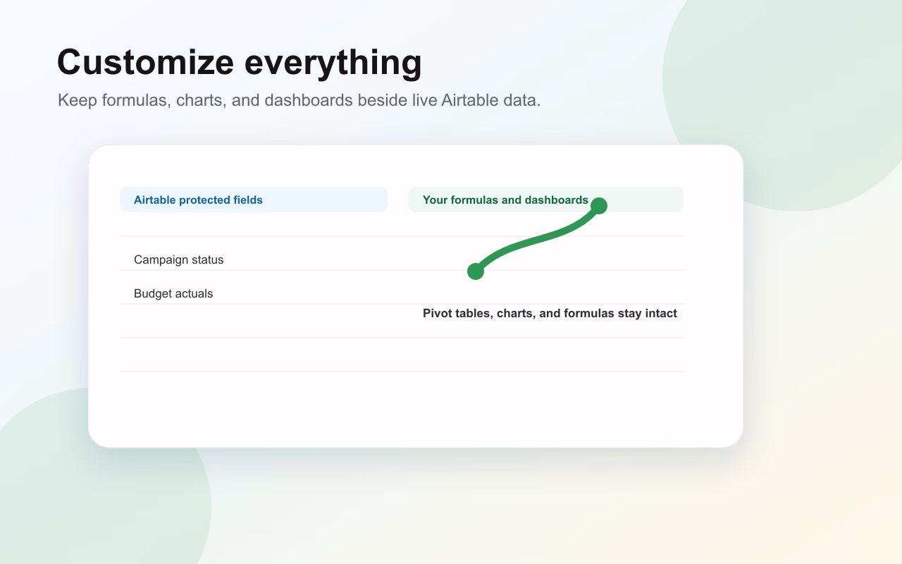 Choosing which Airtable fields and view to send into a spreadsheet